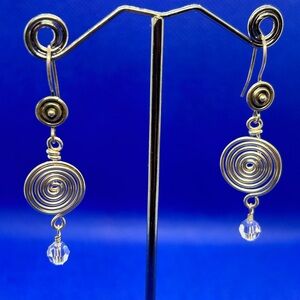 Sterling Silver Hand Wrapped Spirals with Swarovski Crystals
